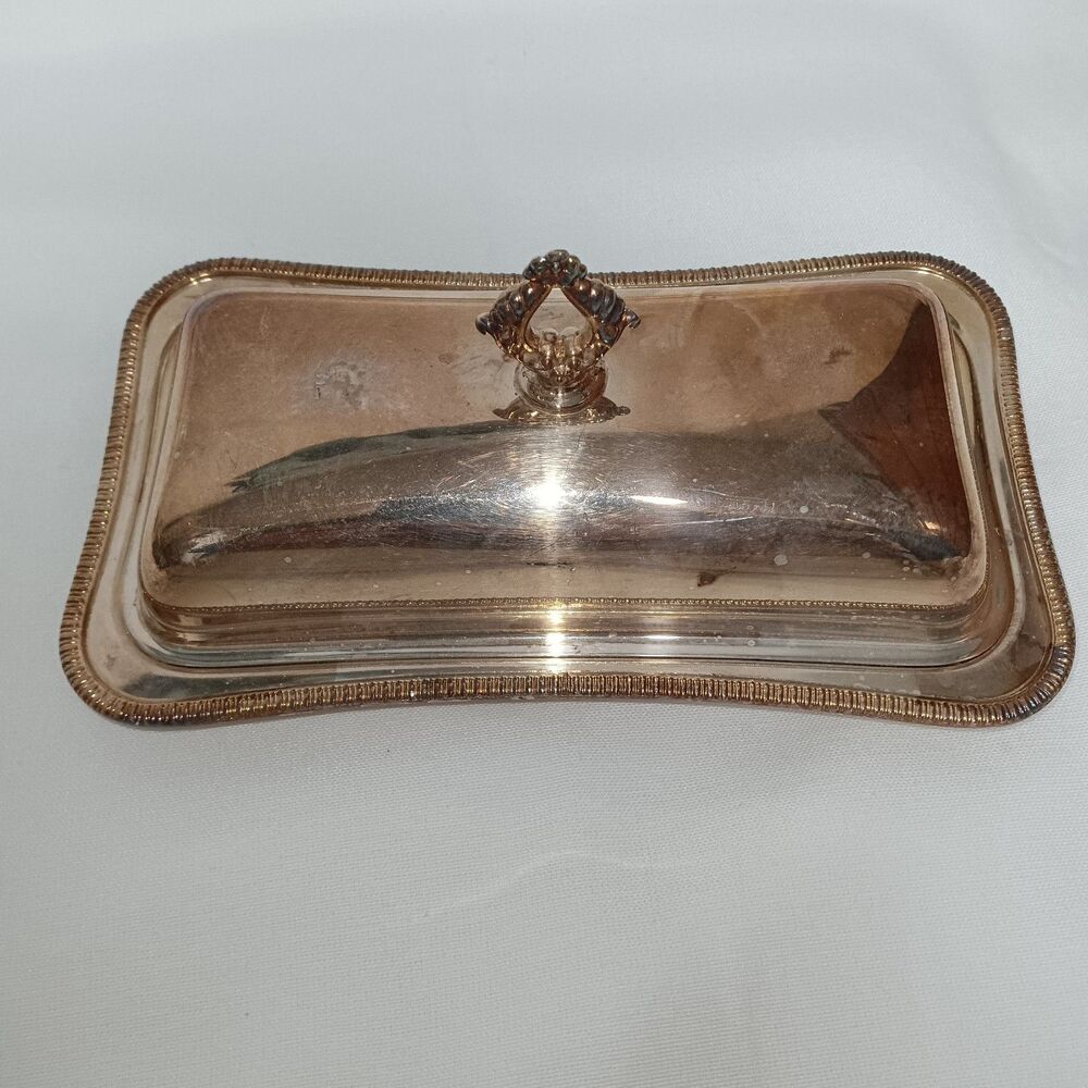 Crescent 3379P Silver Plated Butter Dish With Glass Insert